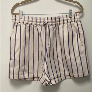 Rachel Parcell High Waist Striped Shorts - Blue and Cream